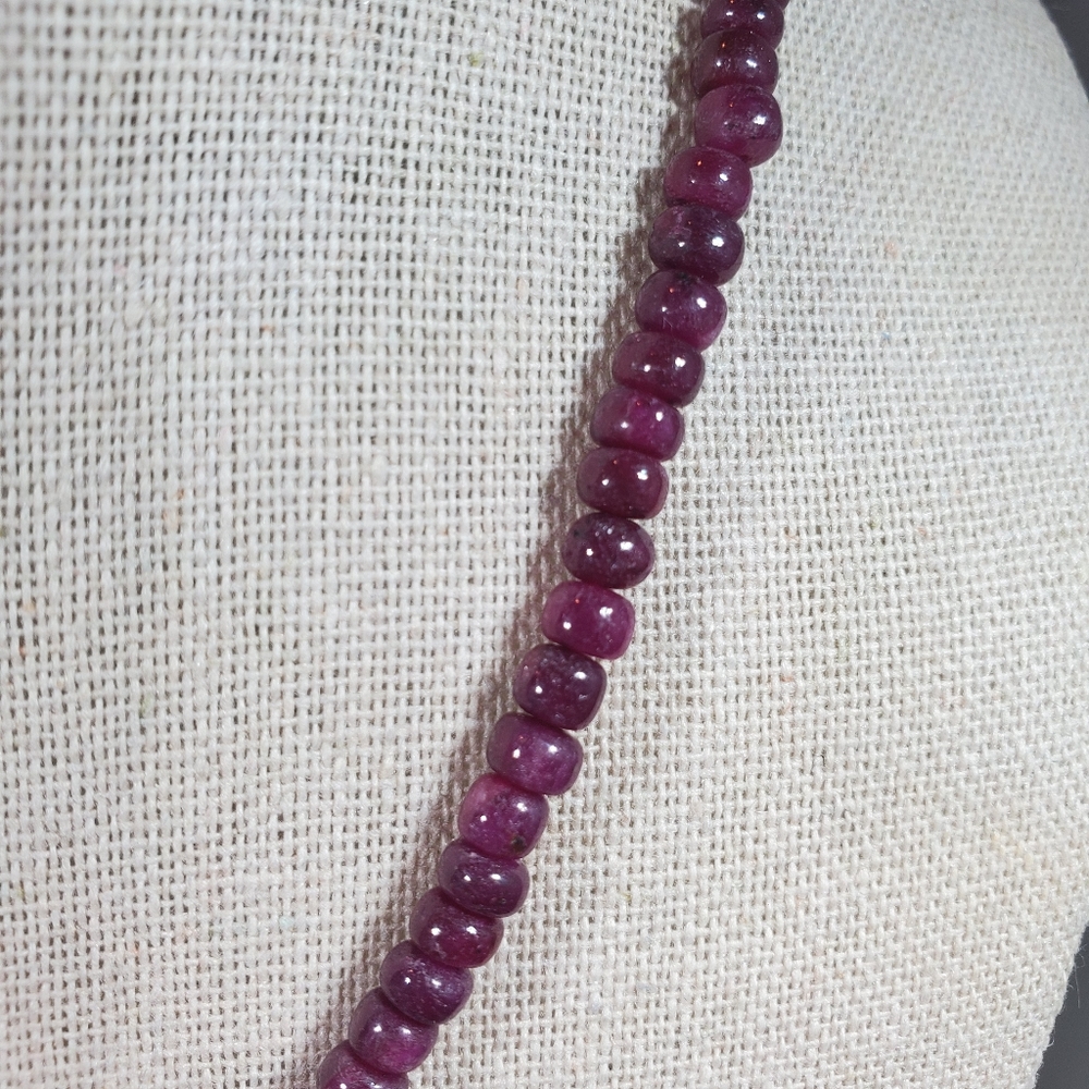 REAL RUBY RONDELLE STERLING SILVER NECKLACE - Picture 2 of 5